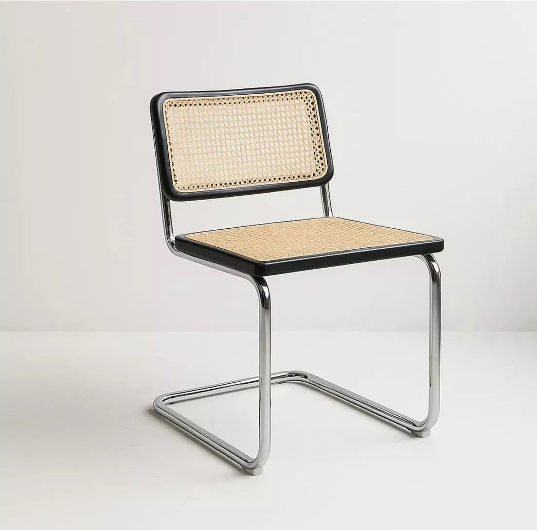Pack of 2 Juliana Chairs Black Wood and Rattan