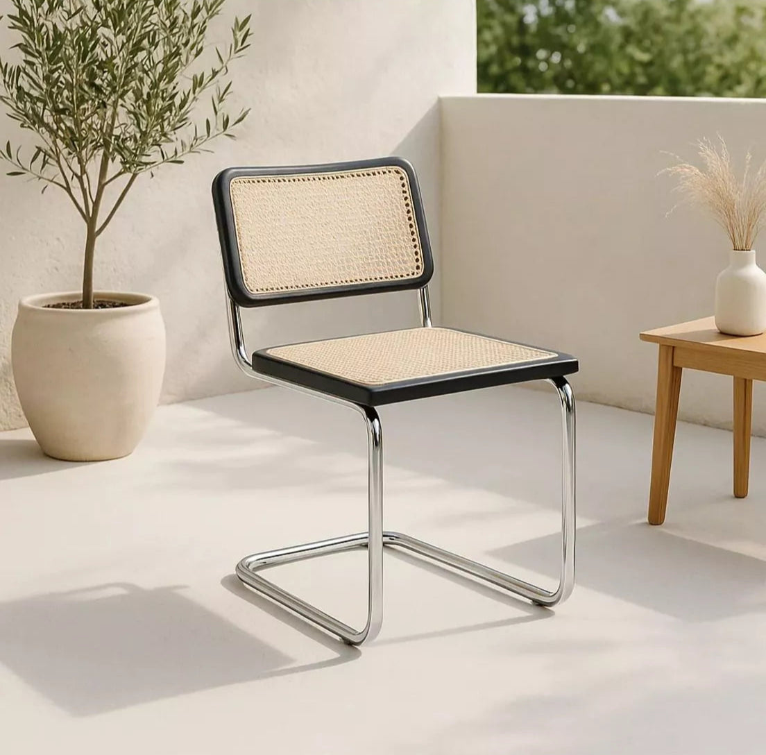 Pack of 2 Juliana Chairs Black Wood and Rattan