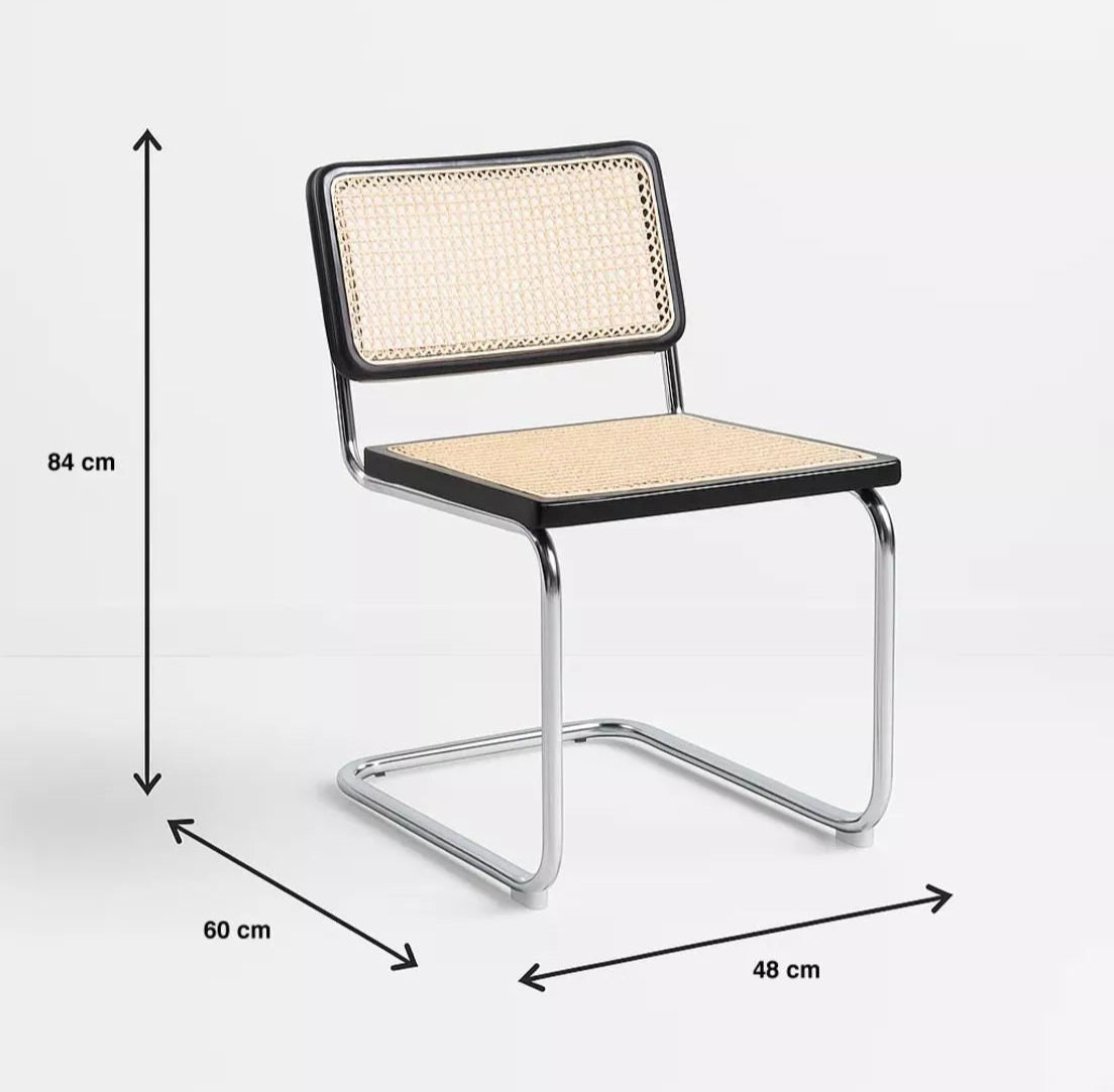 Silla Breuer Juliana Madera Negra y Ratán