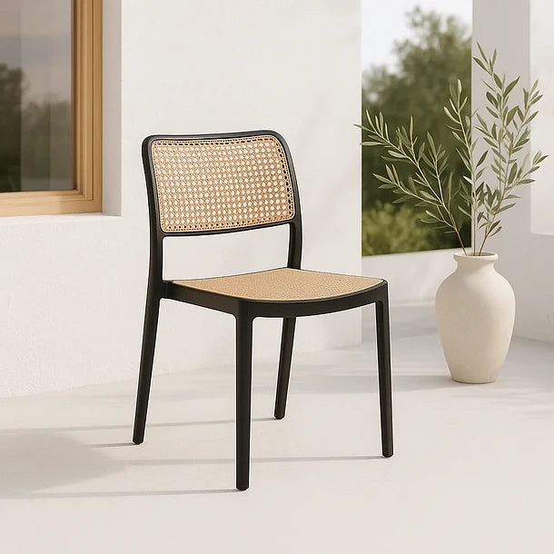 Silla Omara con Rattan Negra