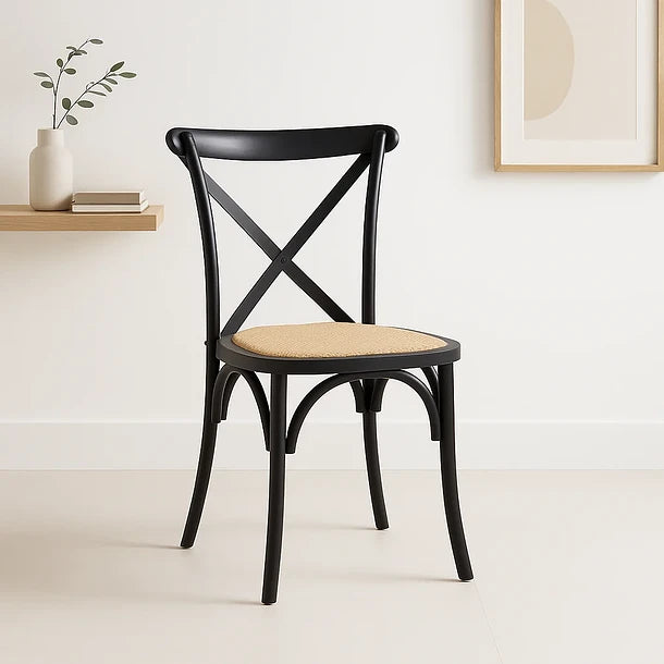 Aurora Chair Black Rattan Wood