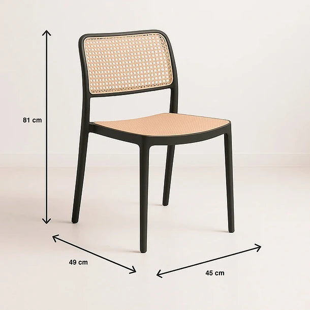 Silla Omara con Rattan Negra