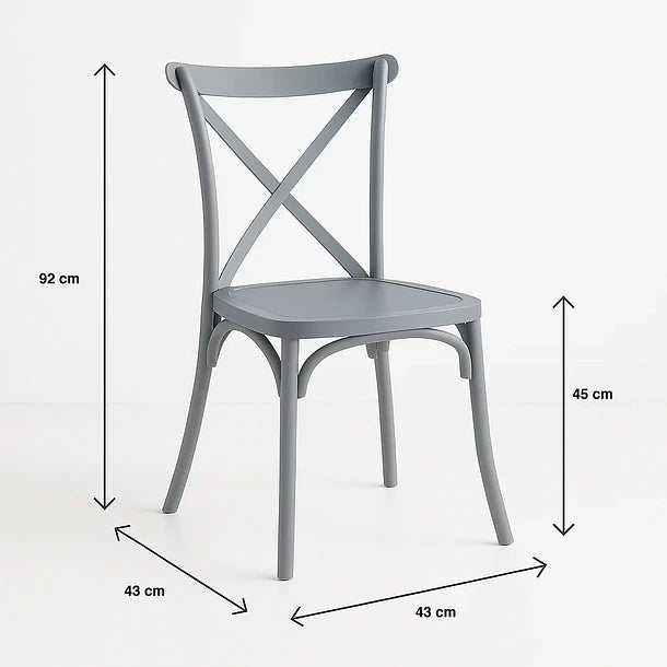 Pack 4 Sillas Crossback Gris Aurora