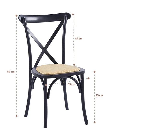 Silla Crossback Aurora Madera Ratán Negra