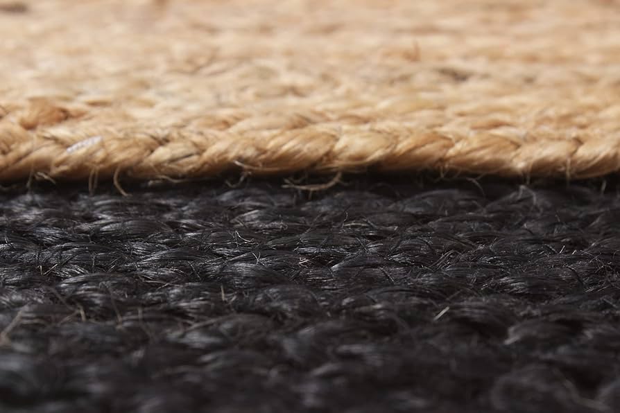 Alfombra Victoria de Yute Redonda 120cm con Bordes Negros
