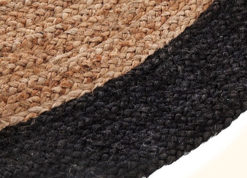 Alfombra Victoria de Yute Redonda 120cm con Bordes Negros