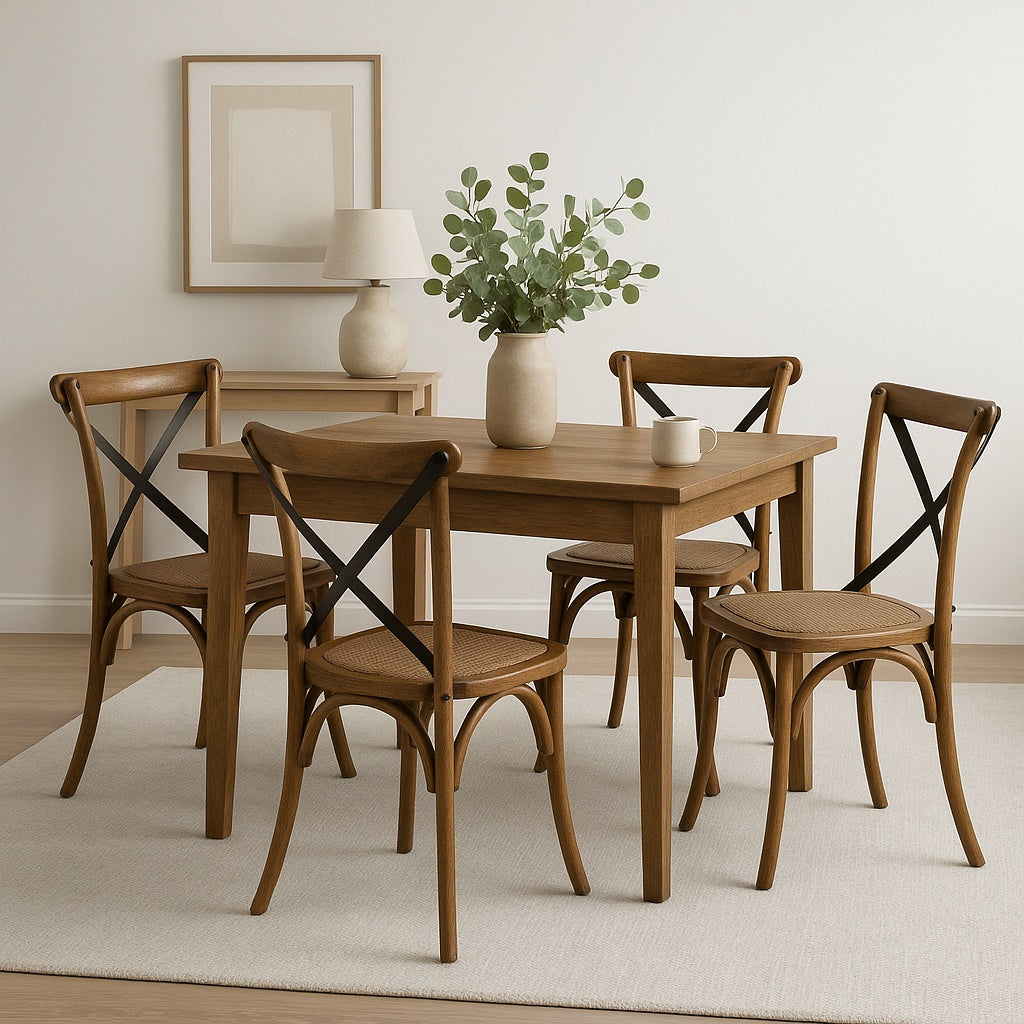 Silla Aurora Madera Ratán Cafe Vintage
