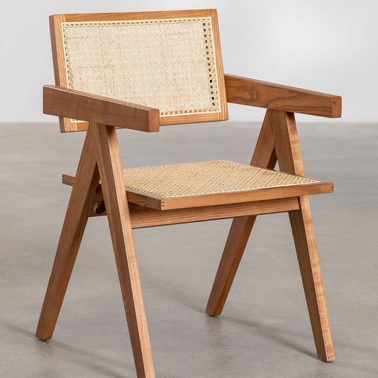 Silla Lambra Ratán y Madera Natural