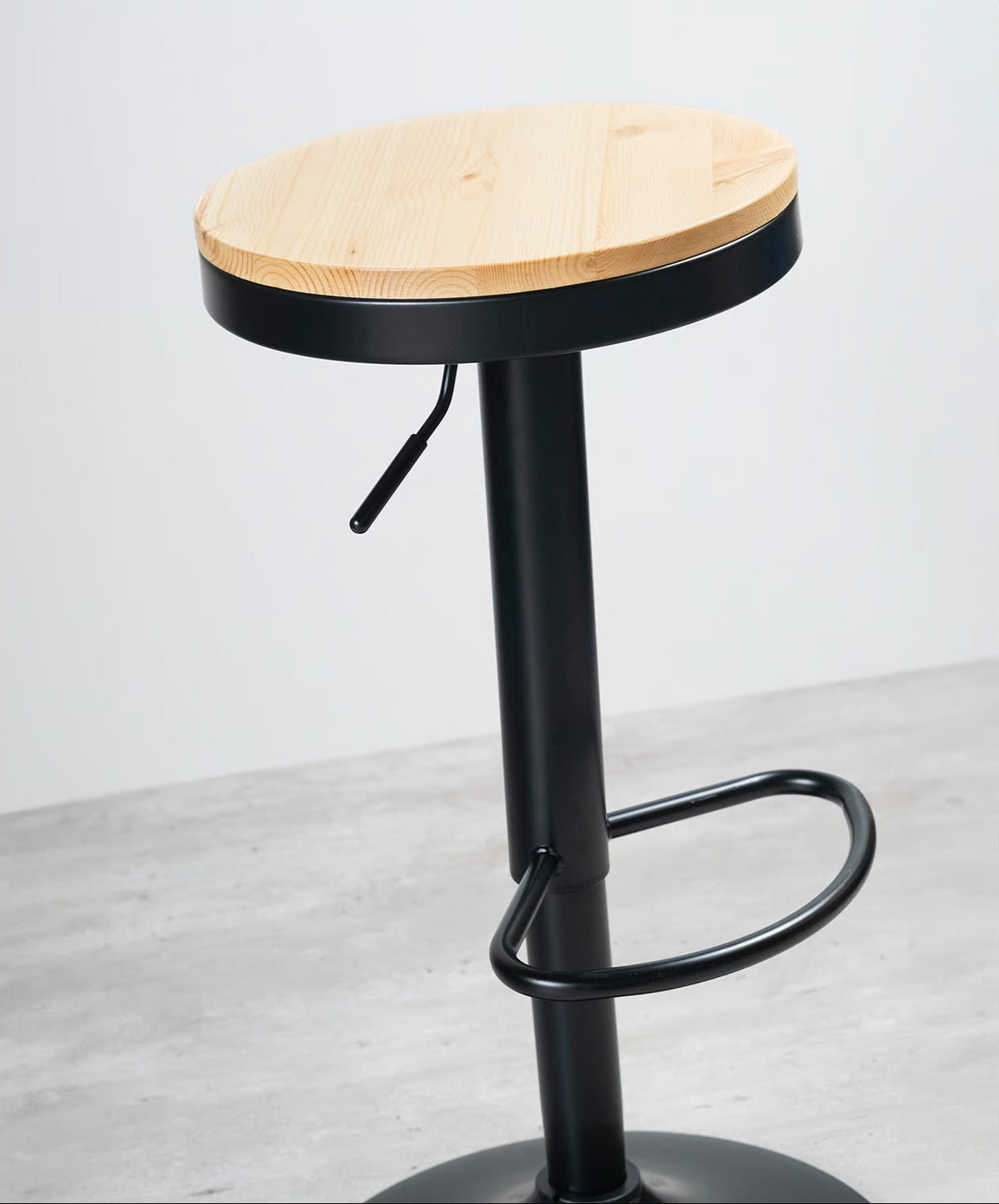 Porto Stool with Adjustable Height and Wooden Seat