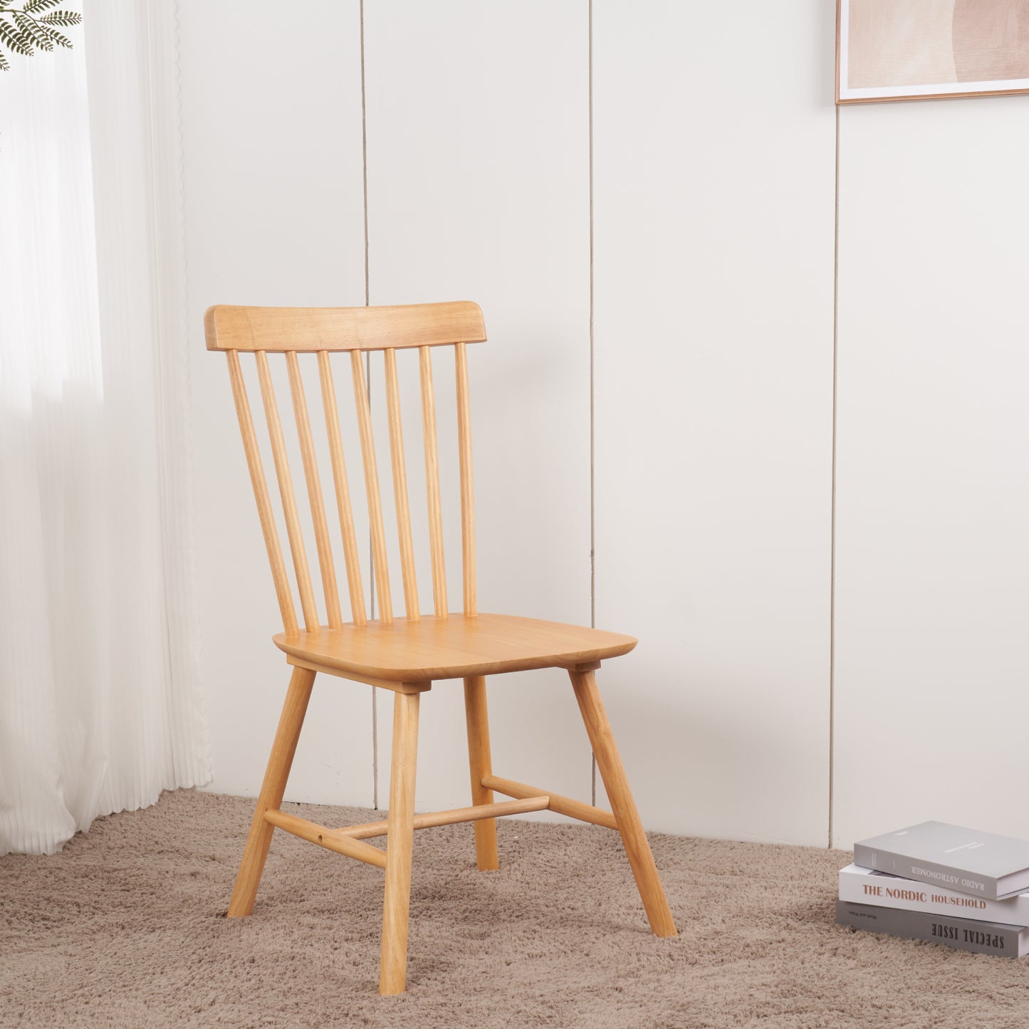 Pack of 2 Estela Windsor Chairs in Natural Wood