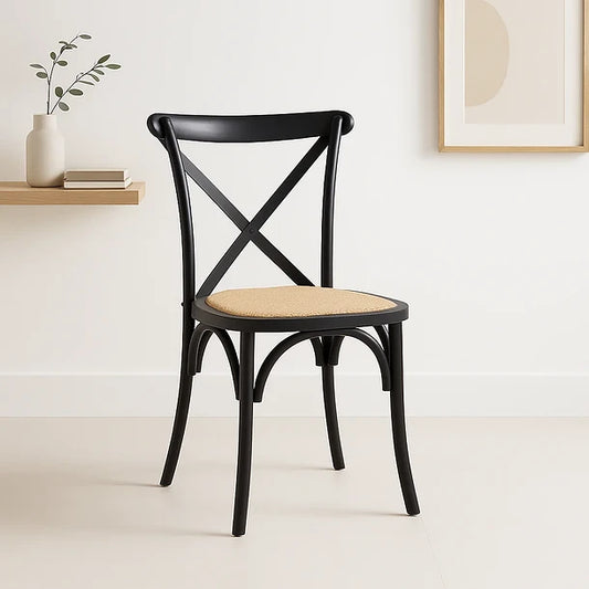 Aurora Chair Black Rattan Wood