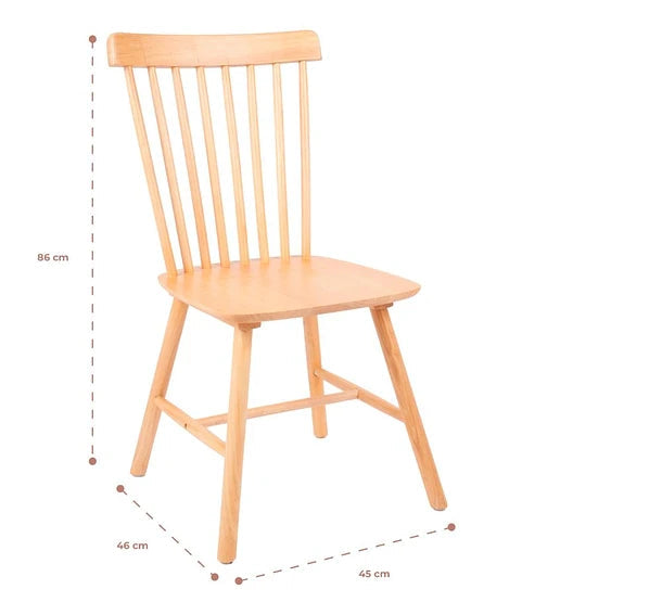 Pack of 2 Estela Windsor Chairs in Natural Wood