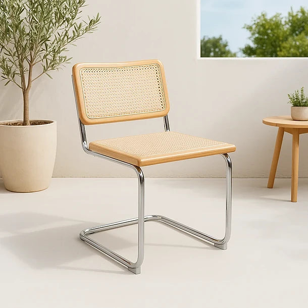 Pack of 2 Juliana Chairs Natural Wood and Rattan