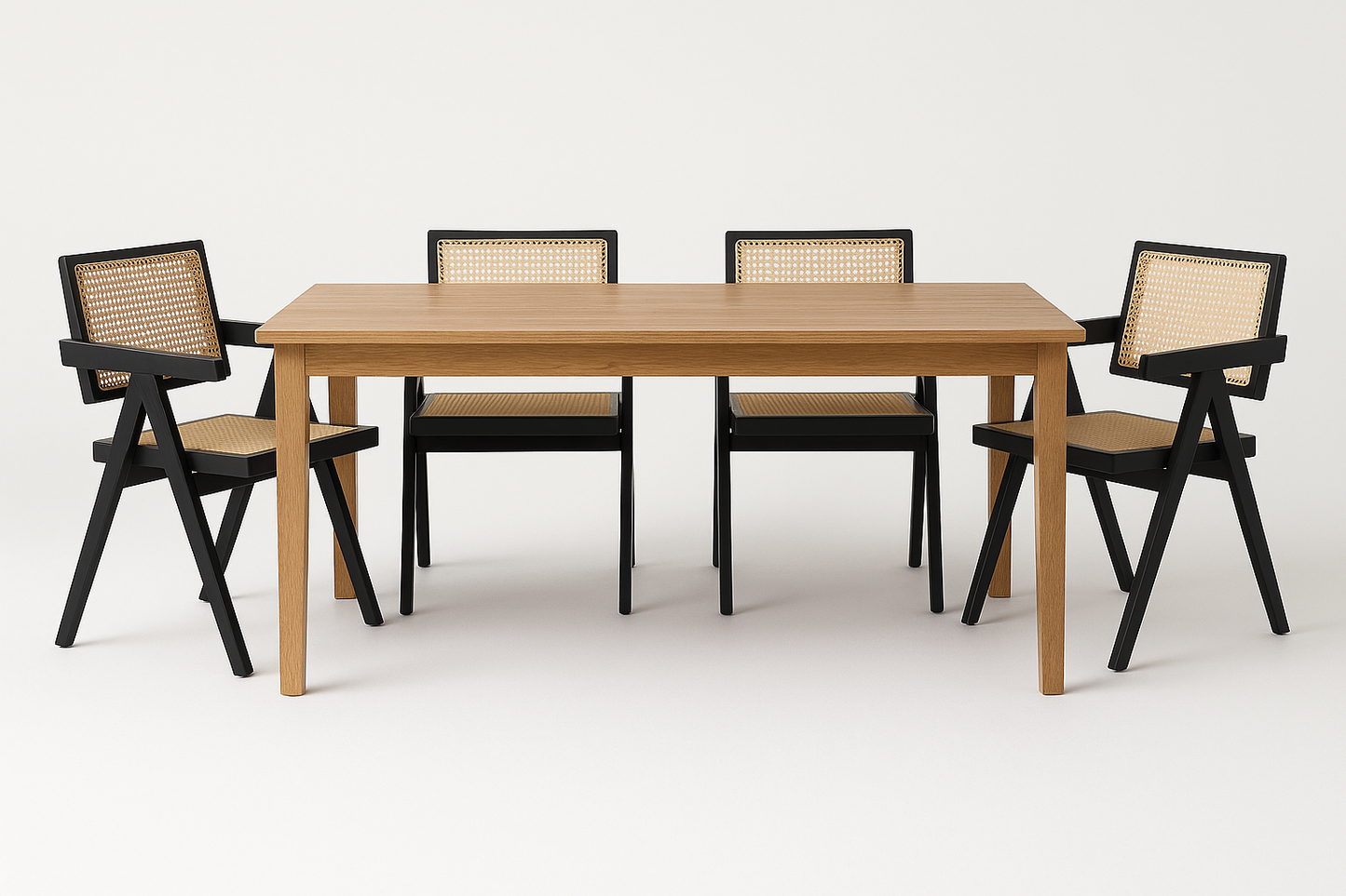 Silla Chandigarh Lambra Madera Rattan Negra
