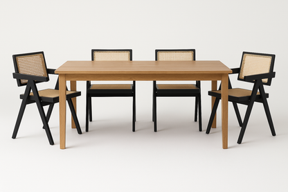 Silla Chandigarh Lambra Madera Rattan Negra