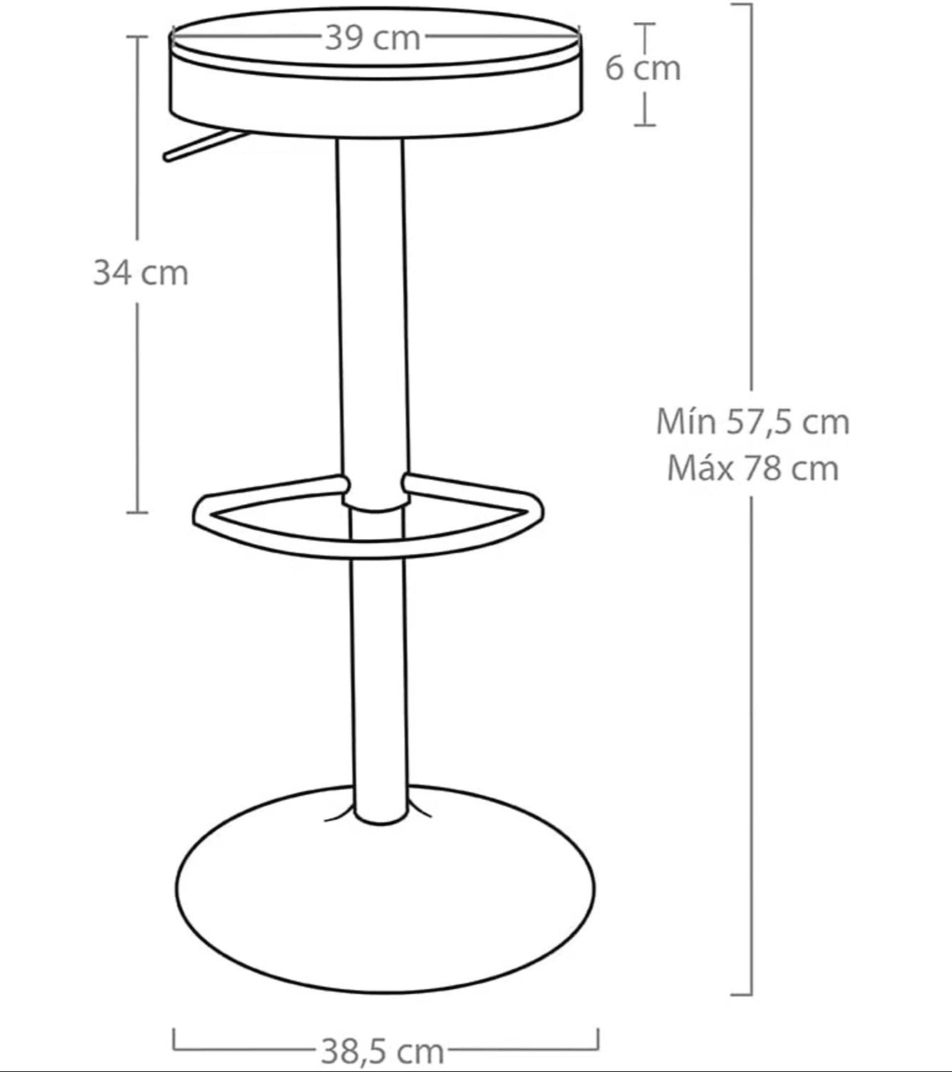 Porto Stool with Adjustable Height and Wooden Seat