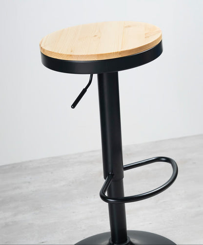 Porto Stool with Adjustable Height and Wooden Seat